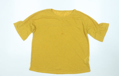 Debenhams Womens Yellow Round Neck  Polyester Pullover Jumper Size 14