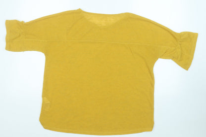 Debenhams Womens Yellow Round Neck  Polyester Pullover Jumper Size 14