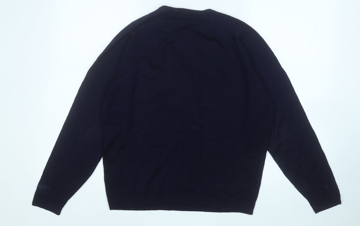 equorian Womens Blue Round Neck  Acrylic Pullover Jumper Size M
