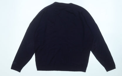 equorian Womens Blue Round Neck  Acrylic Pullover Jumper Size M