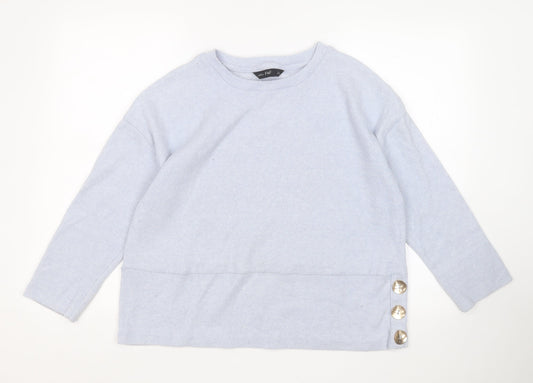 F&F Womens Blue Round Neck  Polyester Pullover Jumper Size 10