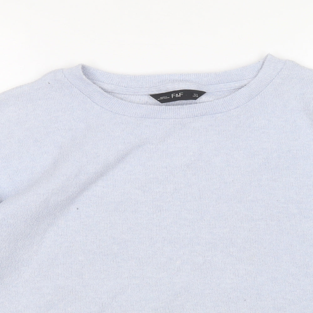 F&F Womens Blue Round Neck  Polyester Pullover Jumper Size 10