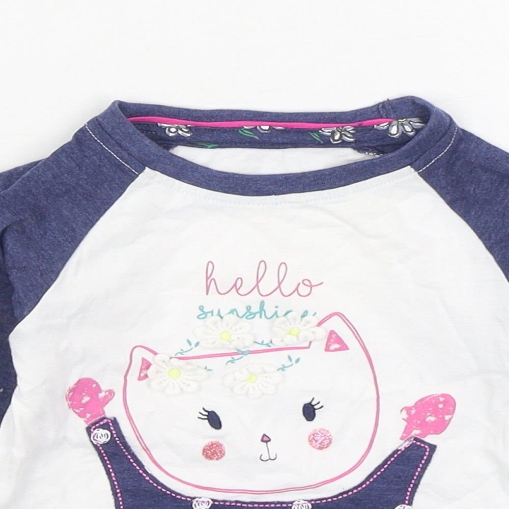 Dunnes Girls White  Cotton Basic T-Shirt Size 6-9 Months Round Neck Pullover
