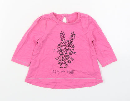 Dunnes Stores Girls Pink  100% Cotton Basic T-Shirt Size 3-6 Months Round Neck Pullover