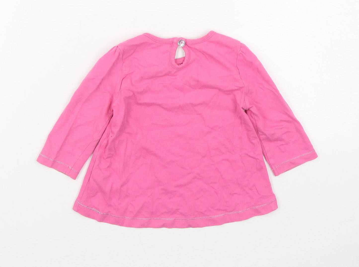 Dunnes Stores Girls Pink  100% Cotton Basic T-Shirt Size 3-6 Months Round Neck Pullover