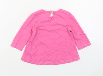 Dunnes Stores Girls Pink  100% Cotton Basic T-Shirt Size 3-6 Months Round Neck Pullover