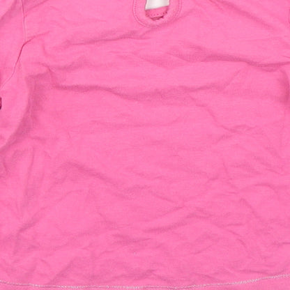 Dunnes Stores Girls Pink  100% Cotton Basic T-Shirt Size 3-6 Months Round Neck Pullover