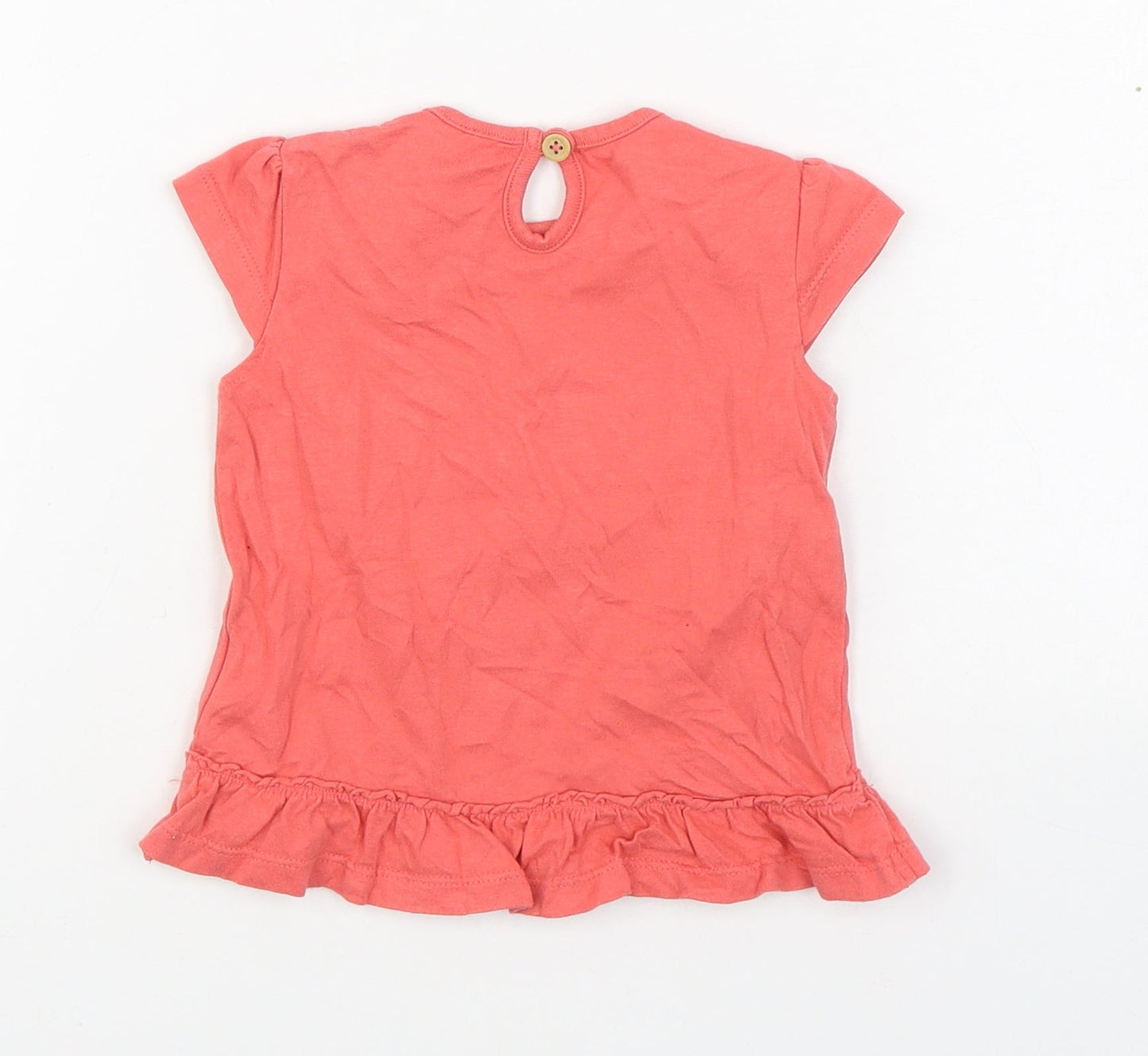 F&F Girls Orange  100% Cotton Basic T-Shirt Size 6-9 Months Round Neck Pullover