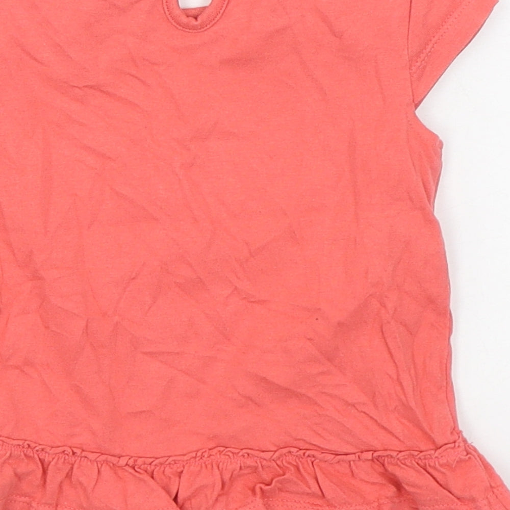 F&F Girls Orange  100% Cotton Basic T-Shirt Size 6-9 Months Round Neck Pullover