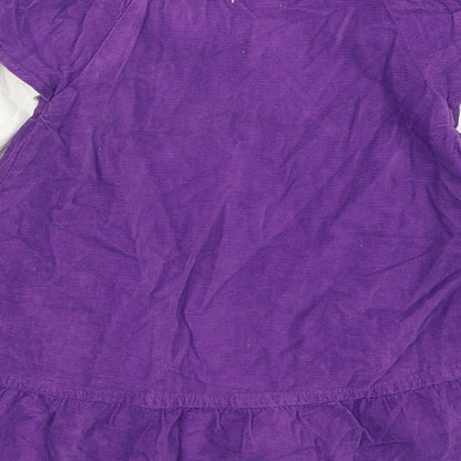 name it Girls Purple  100% Cotton A-Line  Size 6-9 Months  Round Neck Button - 2 Piece set