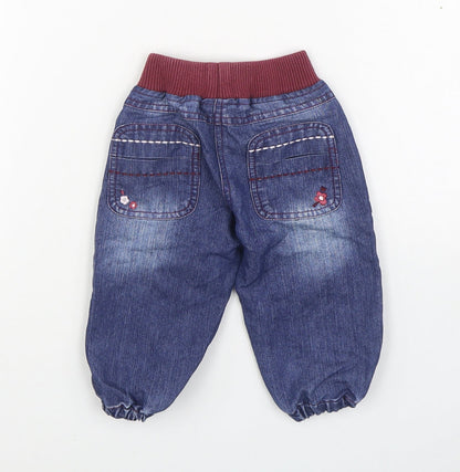 Dunnes Stores Boys Blue  Cotton Jogger Trousers Size 6-9 Months