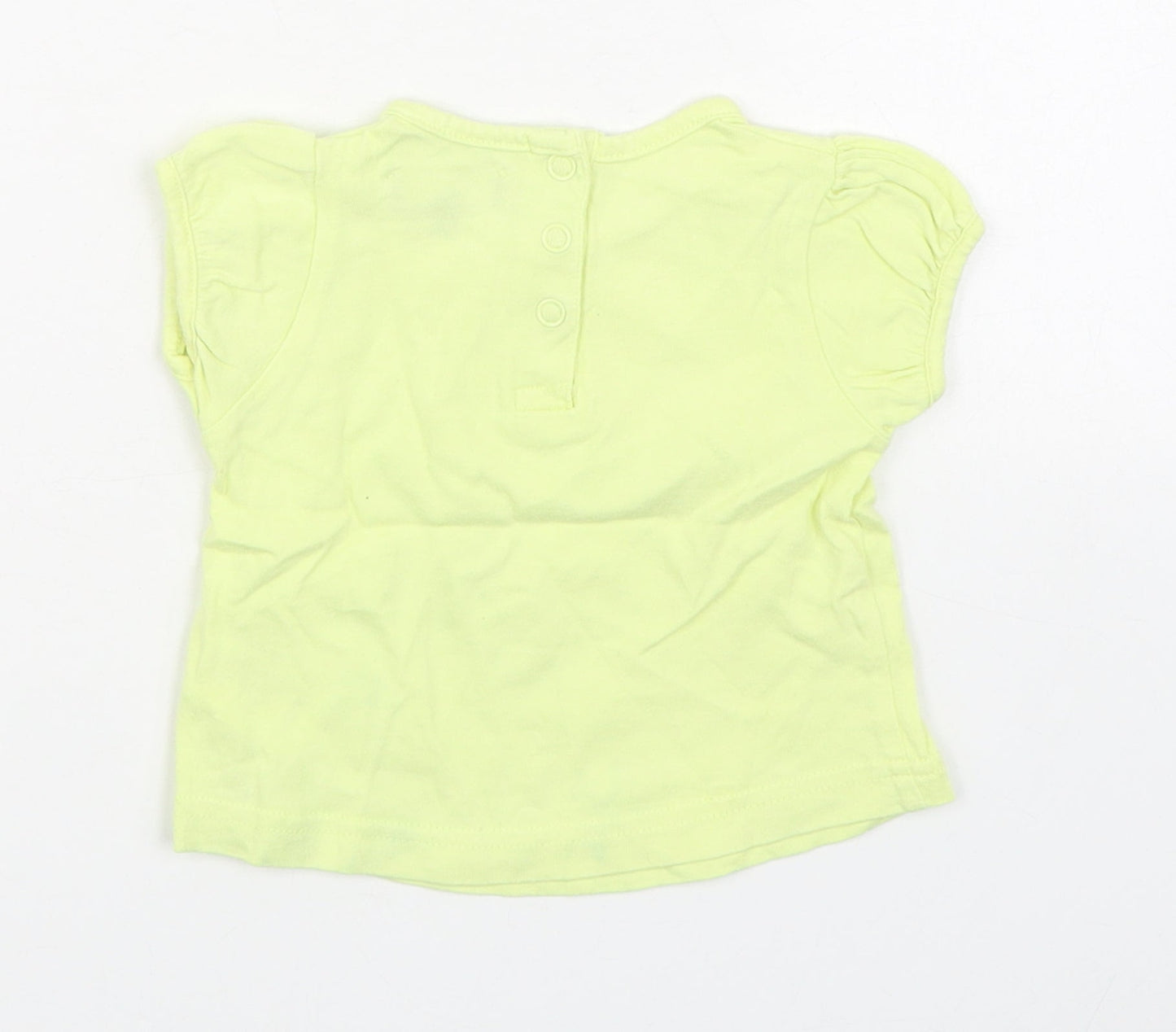 Tout Compte Fait Girls Yellow  100% Cotton Basic T-Shirt Size 6-9 Months Round Neck Pullover