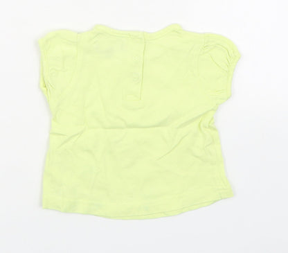 Tout Compte Fait Girls Yellow  100% Cotton Basic T-Shirt Size 6-9 Months Round Neck Pullover