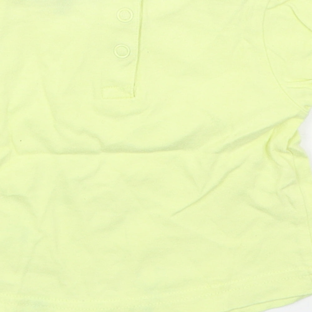 Tout Compte Fait Girls Yellow  100% Cotton Basic T-Shirt Size 6-9 Months Round Neck Pullover