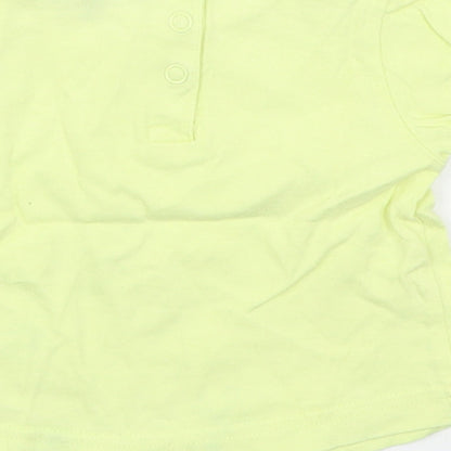 Tout Compte Fait Girls Yellow  100% Cotton Basic T-Shirt Size 6-9 Months Round Neck Pullover