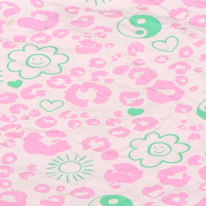 NEXT Girls Pink Animal Print 100% Cotton Basic T-Shirt Size 4 Years Round Neck Pullover