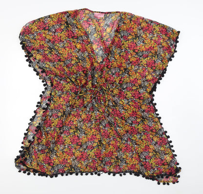 Boutique Womens Multicoloured Floral Polyester Wrap Dress  Size S  V-Neck Tie - Beach cover