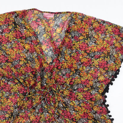 Boutique Womens Multicoloured Floral Polyester Wrap Dress  Size S  V-Neck Tie - Beach cover