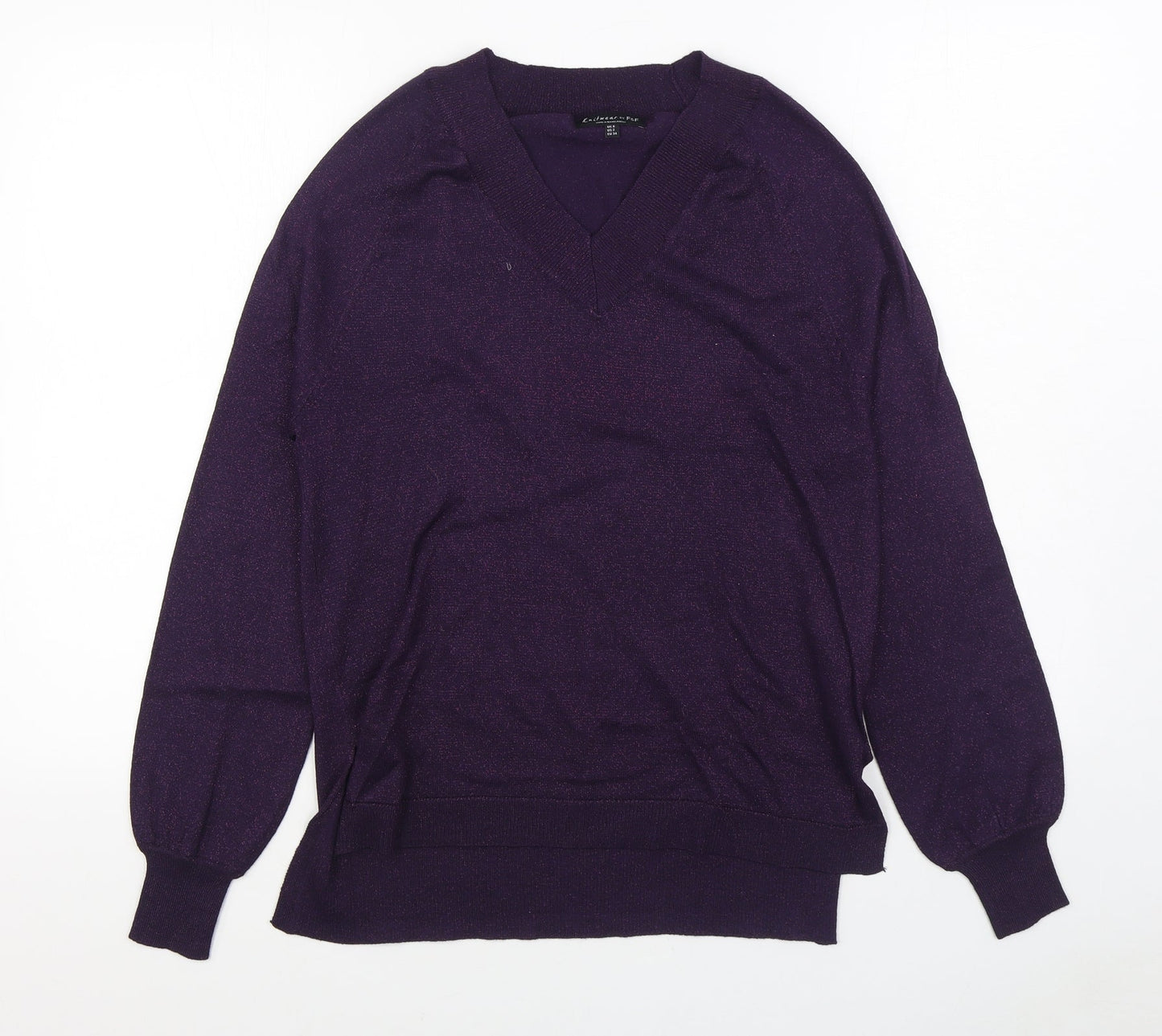 F&F Womens Purple V-Neck  Acrylic Pullover Jumper Size 6