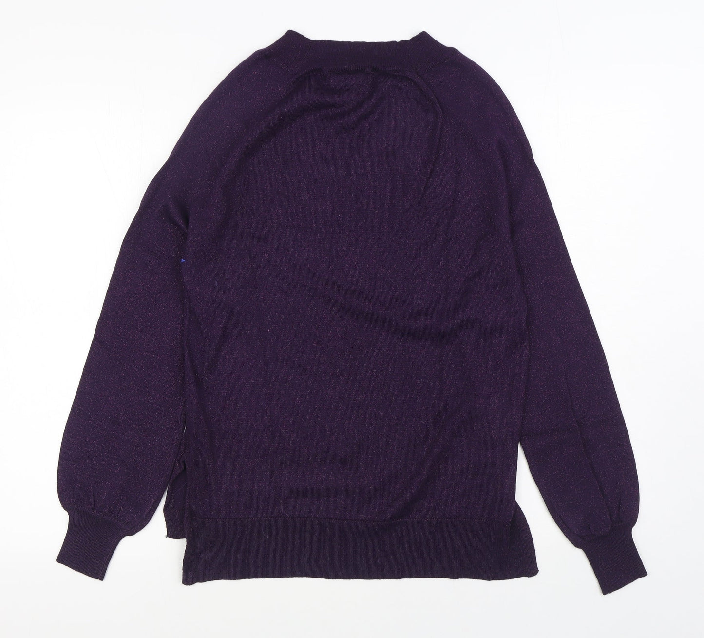 F&F Womens Purple V-Neck  Acrylic Pullover Jumper Size 6
