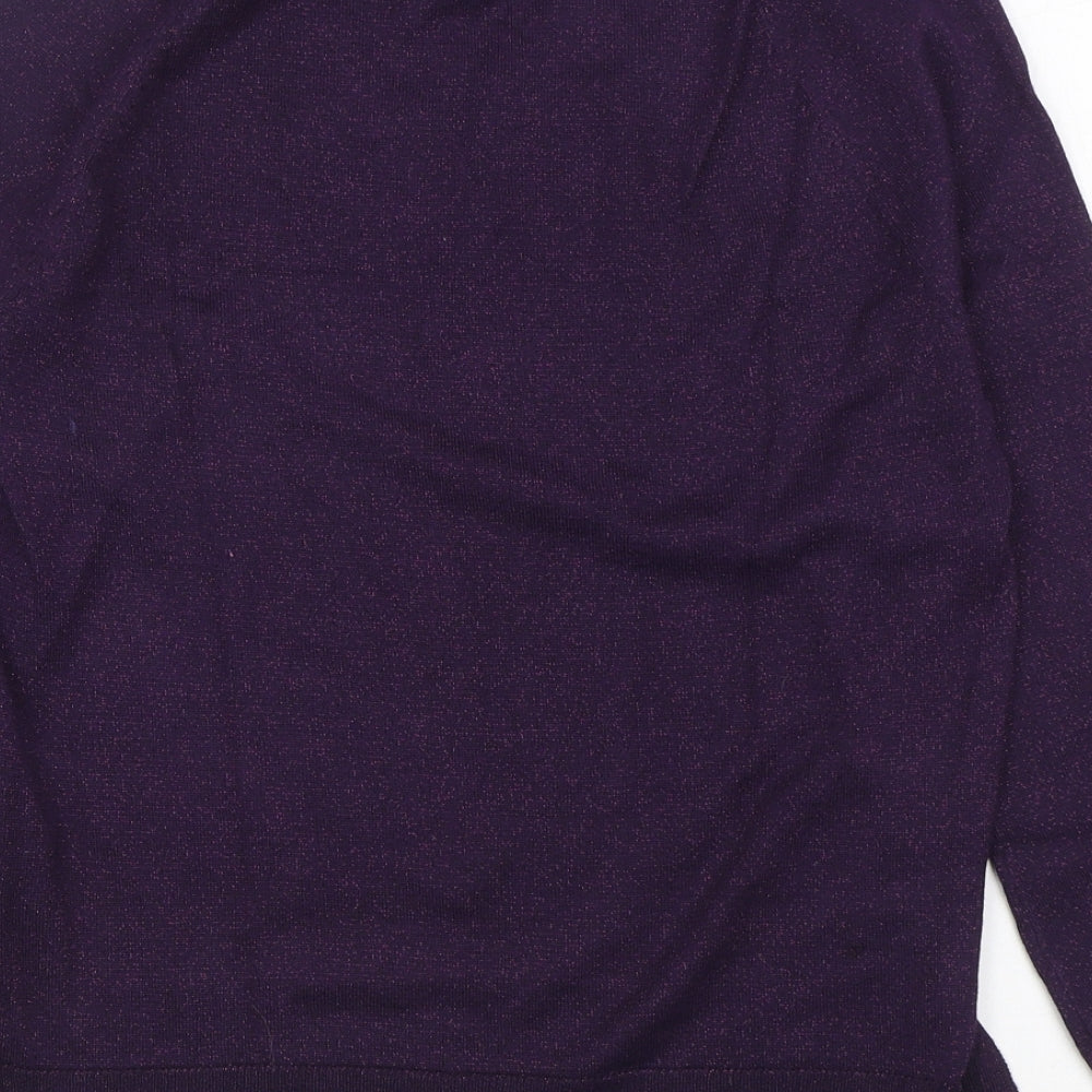 F&F Womens Purple V-Neck  Acrylic Pullover Jumper Size 6