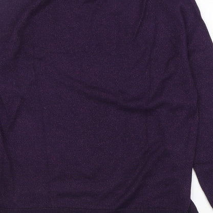 F&F Womens Purple V-Neck  Acrylic Pullover Jumper Size 6