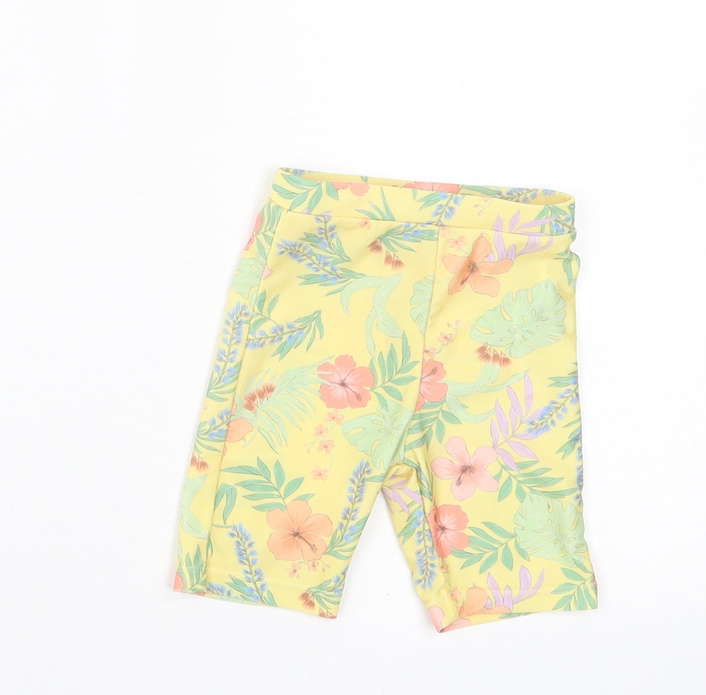 Primark Girls Yellow Floral Polyester Cropped Trousers Size 6-9 Months  Pullover