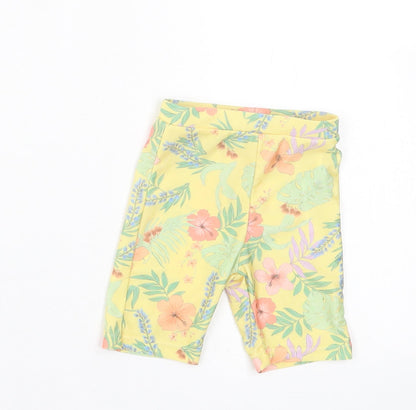 Primark Girls Yellow Floral Polyester Cropped Trousers Size 6-9 Months  Pullover