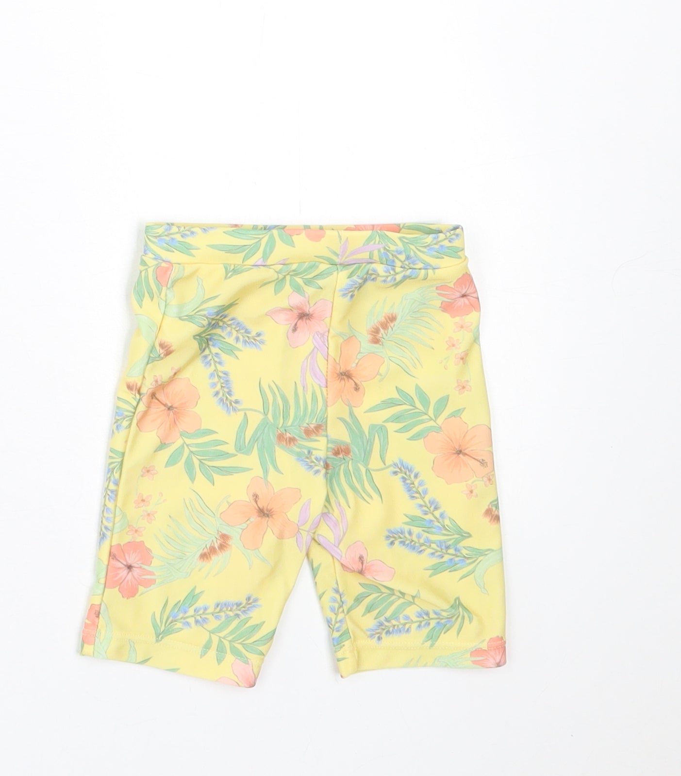 Primark Girls Yellow Floral Polyester Cropped Trousers Size 6-9 Months  Pullover