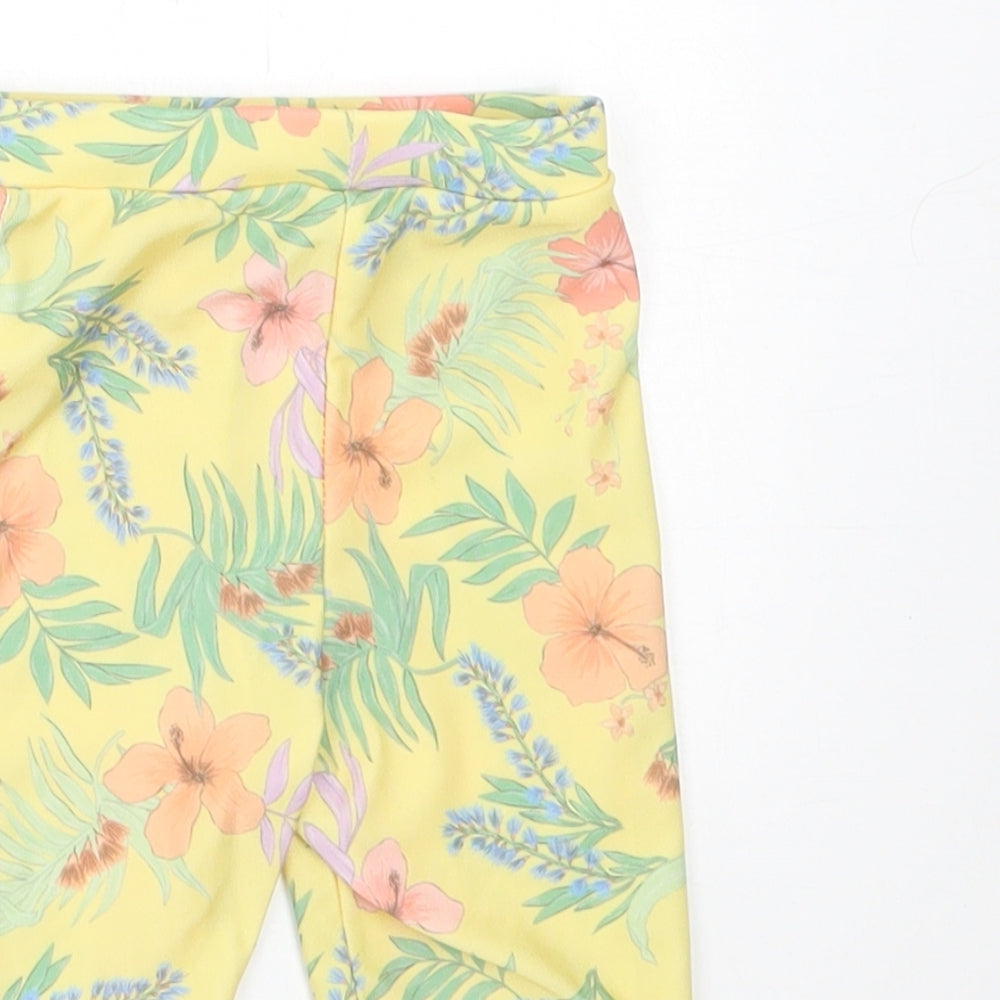 Primark Girls Yellow Floral Polyester Cropped Trousers Size 6-9 Months  Pullover
