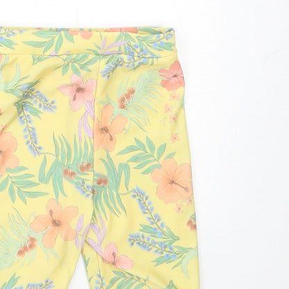 Primark Girls Yellow Floral Polyester Cropped Trousers Size 6-9 Months  Pullover