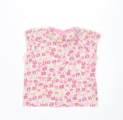 Mothercare Girls Pink Floral Cotton Basic T-Shirt Size 3-6 Months Crew Neck Pullover