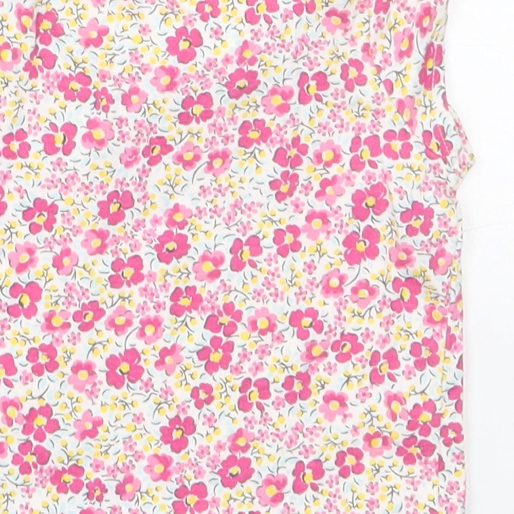 Mothercare Girls Pink Floral Cotton Basic T-Shirt Size 3-6 Months Crew Neck Pullover