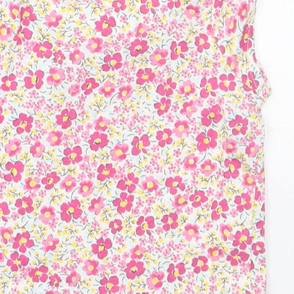 Mothercare Girls Pink Floral Cotton Basic T-Shirt Size 3-6 Months Crew Neck Pullover