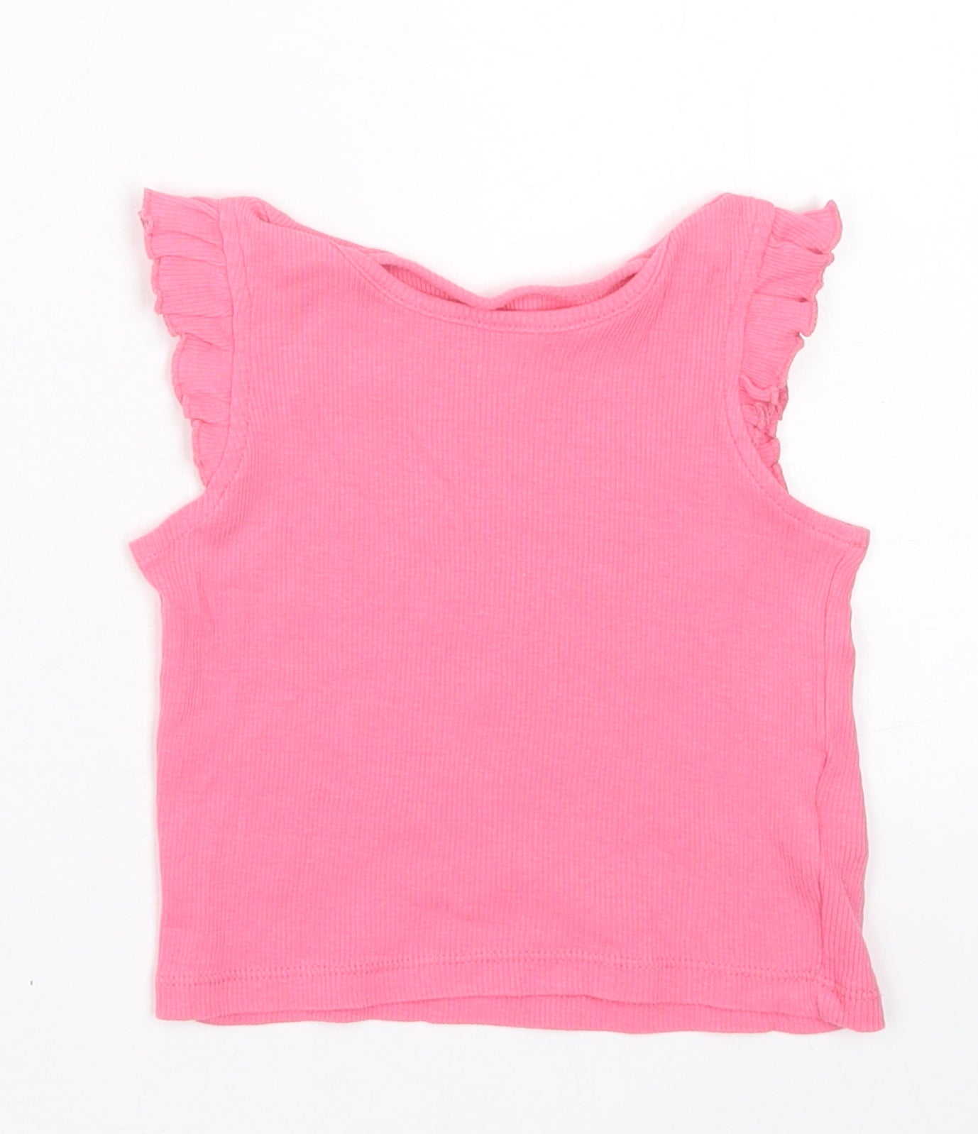 Primark Girls Pink  Cotton Basic T-Shirt Size 9-12 Months Crew Neck Pullover