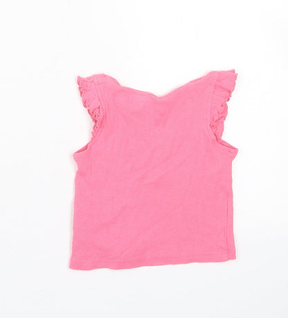 Primark Girls Pink  Cotton Basic T-Shirt Size 9-12 Months Crew Neck Pullover
