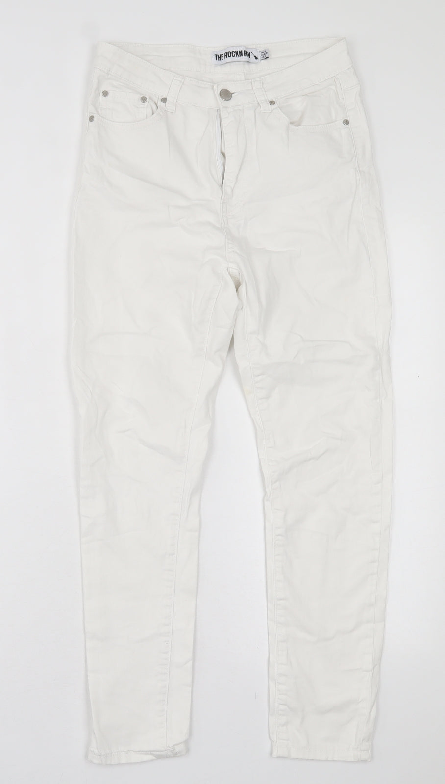 Womens UK Size 10 THE ROCKIN REV Regular Fit Skinny White Jeans