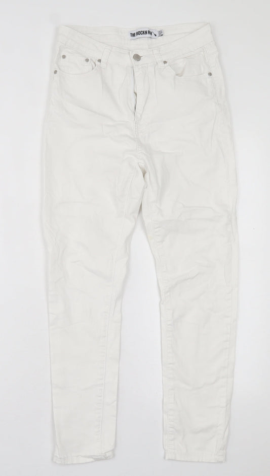 Womens UK Size 10 THE ROCKIN REV Regular Fit Skinny White Jeans