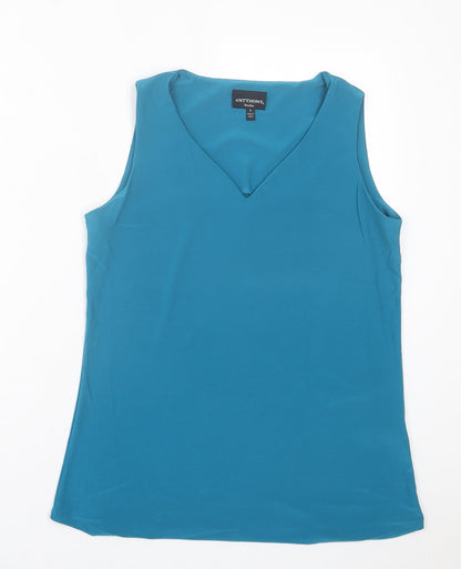 Womens UK Size S Antthony Blue Basic Tank