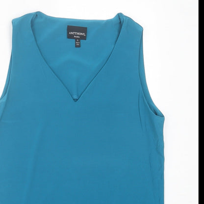 Womens UK Size S Antthony Blue Basic Tank