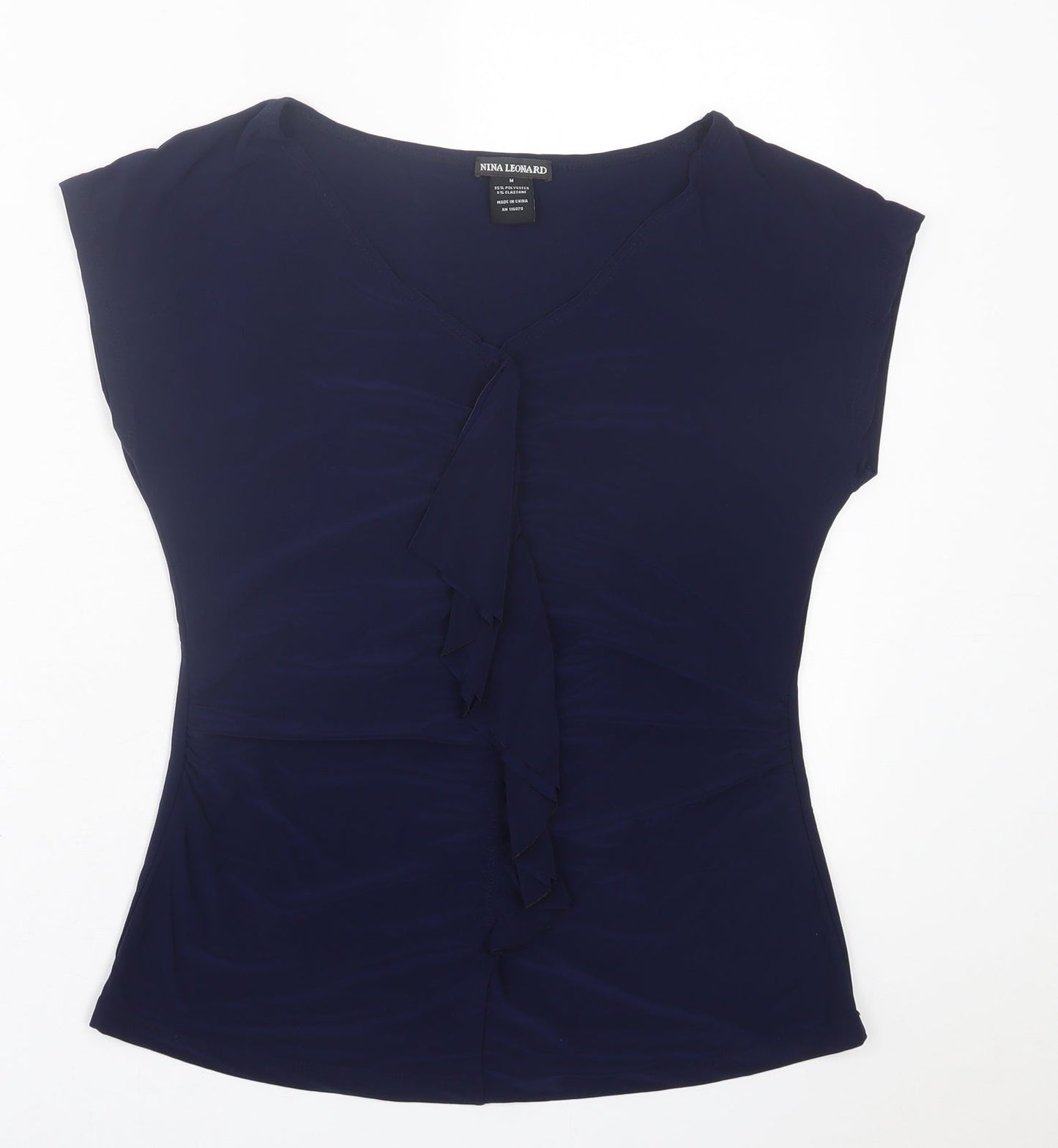 Womens UK Size M Nina Leonard Blue Basic T-Shirt
