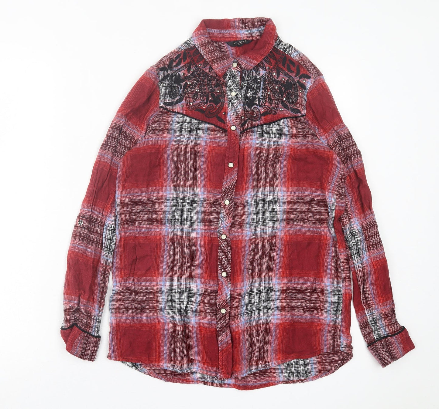 Womens UK Size 6 River Island Red Basic Button-Up