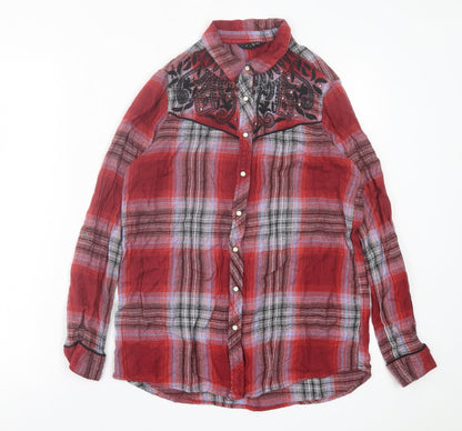 Womens UK Size 6 River Island Red Basic Button-Up