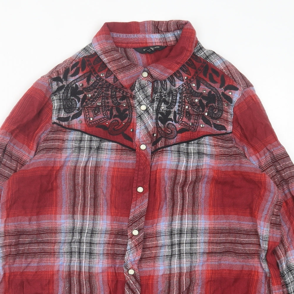 Womens UK Size 6 River Island Red Basic Button-Up