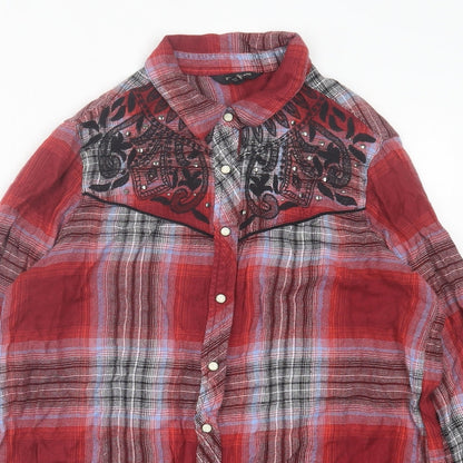 Womens UK Size 6 River Island Red Basic Button-Up