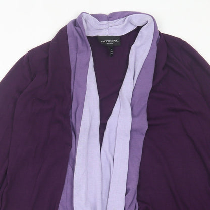 Antthony Womens Purple V-Neck  Polyester Cardigan Jumper Size S
