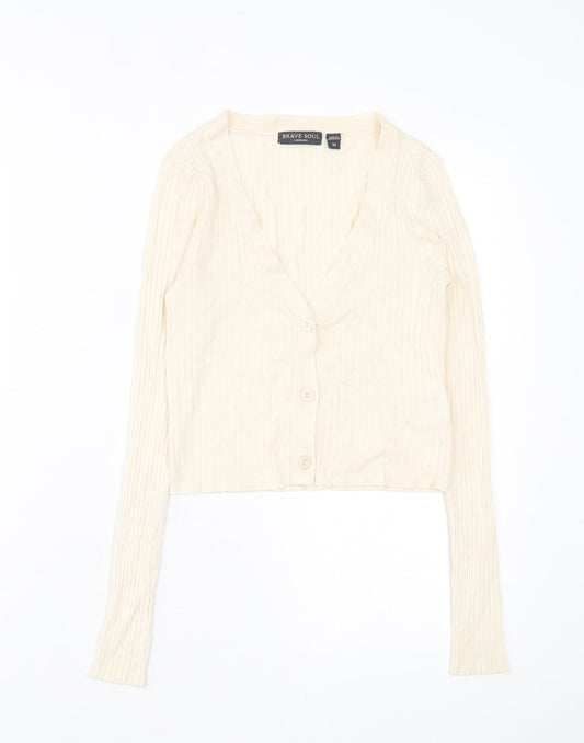 Womens UK Size M Brave Soul Beige Cardigan Jumper