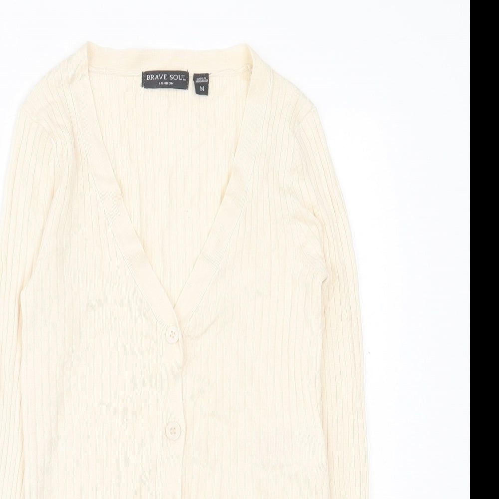 Womens UK Size M Brave Soul Beige Cardigan Jumper