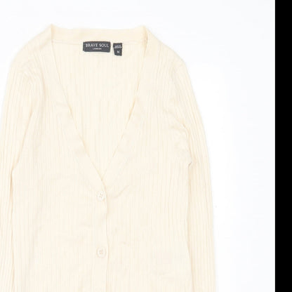 Womens UK Size M Brave Soul Beige Cardigan Jumper