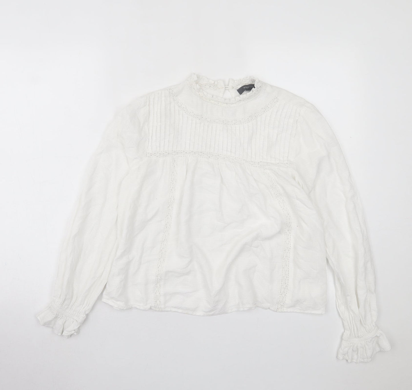 Primark Womens White  Viscose Basic T-Shirt Size 10 Crew Neck